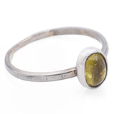 Vintage Rugman 18K White Gold Citrine Oval Cabochon Band Ring Size 9.5