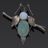 Vintage Sterling Silver Opal & Blue Paste Bug Brooch Pin