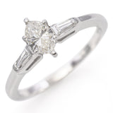 14K White Gold Marquise Diamond and Tapered Baguette Engagement Ring