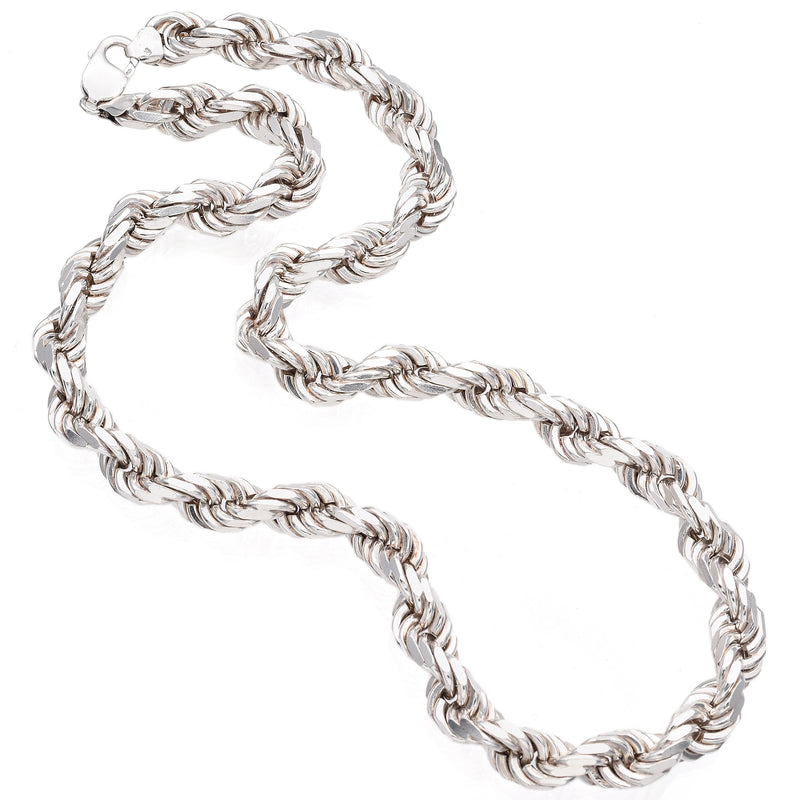 Vintage Sterling Silver Chunky Rope Chain Necklace