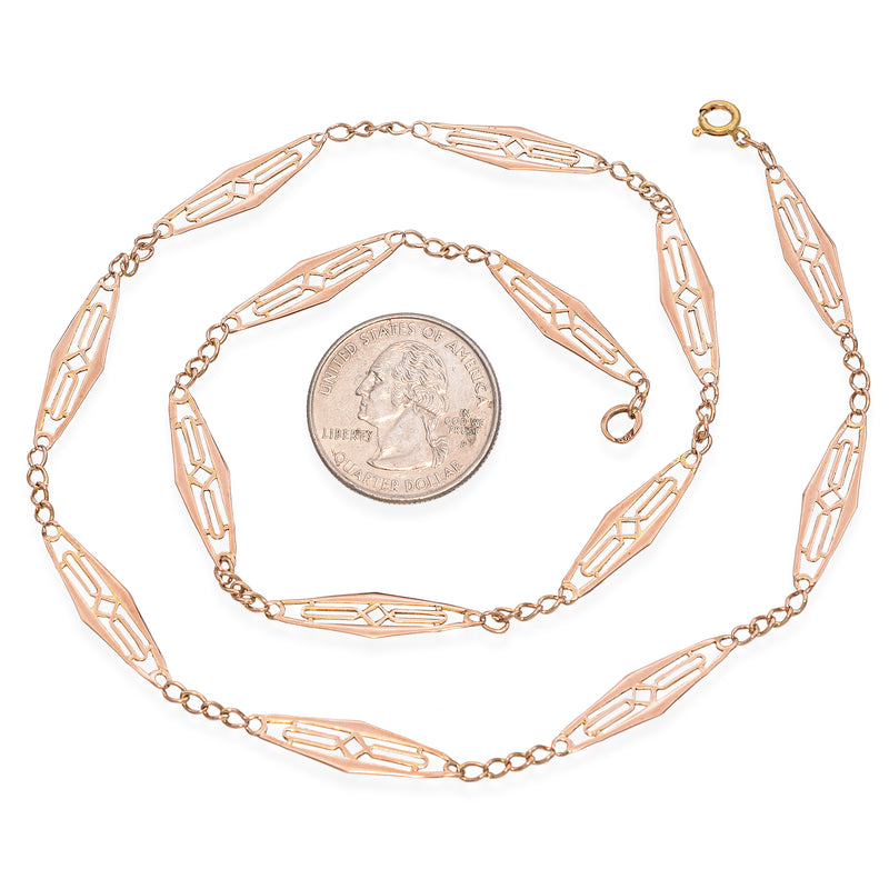 Vintage 10K Rose Gold Filigree Necklace