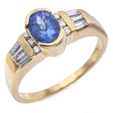 Estate 18K Yellow Gold Tanzanite & 0.39 TCW Diamond Ring Size 6.25