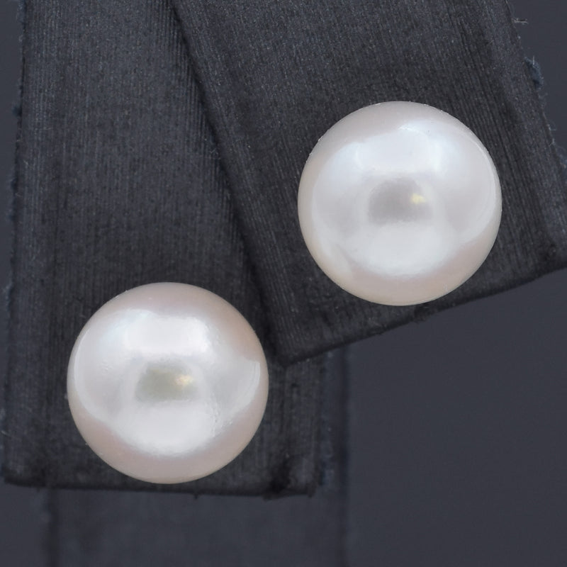 Estate 14K Yellow Gold Pearl Stud Earrings 8 mm