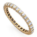 Estate 18K Yellow Gold 0.87 TCW Diamond Round Eternity Band Ring Size 6