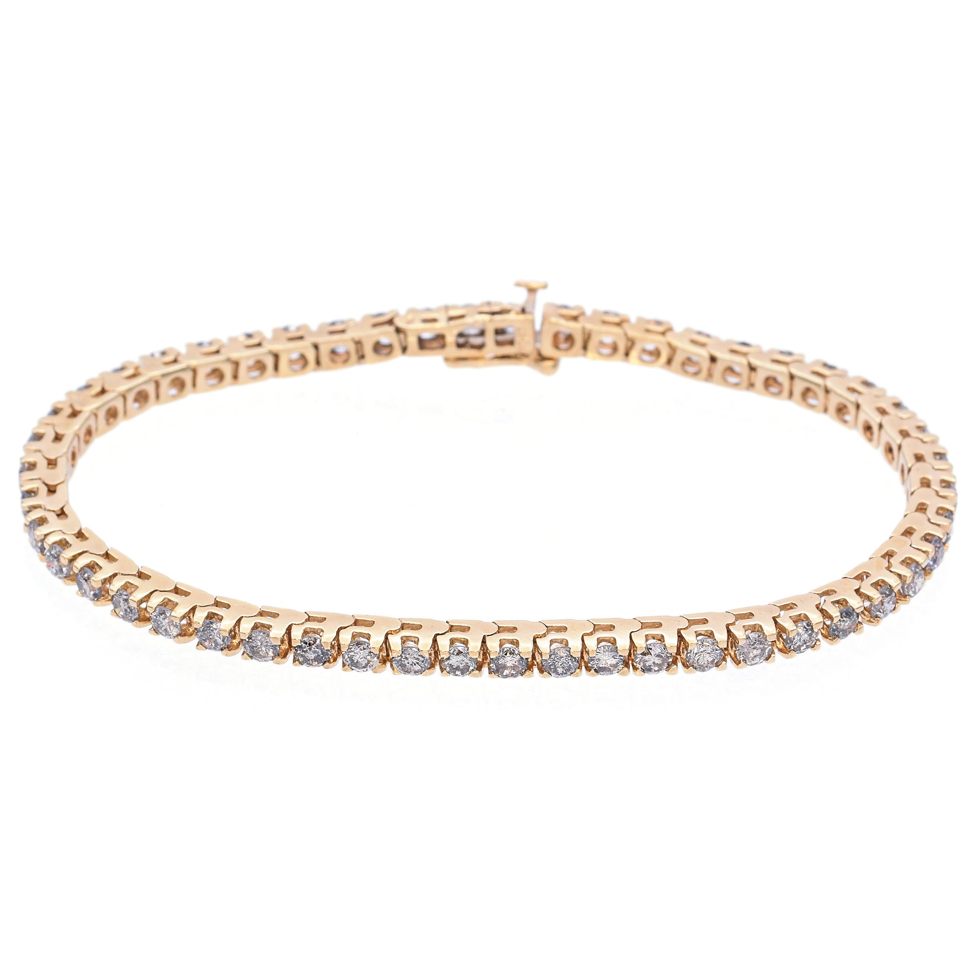 Vintage 14K Yellow Gold 4.00 TCW Champagne Diamond Round Link Tennis Bracelet