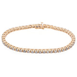 Vintage 14K Yellow Gold 4.00 TCW Champagne Diamond Round Link Tennis Bracelet