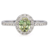 Iliana 18K White Gold 0.68 Ct. Green Amethyst and Diamond Halo Ring