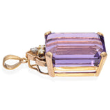 14K Yellow Gold Emerald Cut 10.23 Ct. Amethyst Diamond Pendant