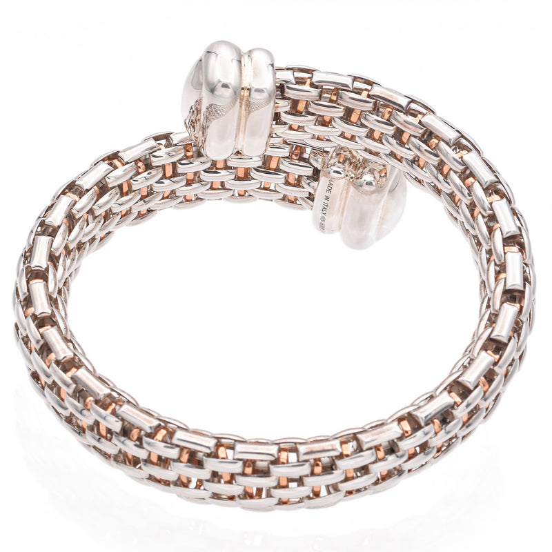 Fope Italy 925 Sterling Silver, Rose Gold Rope Bangle Bracelet