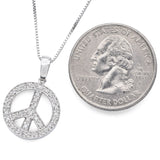 Estate 14K White Gold 0.32 TCW Diamond Peace Pendant Necklace