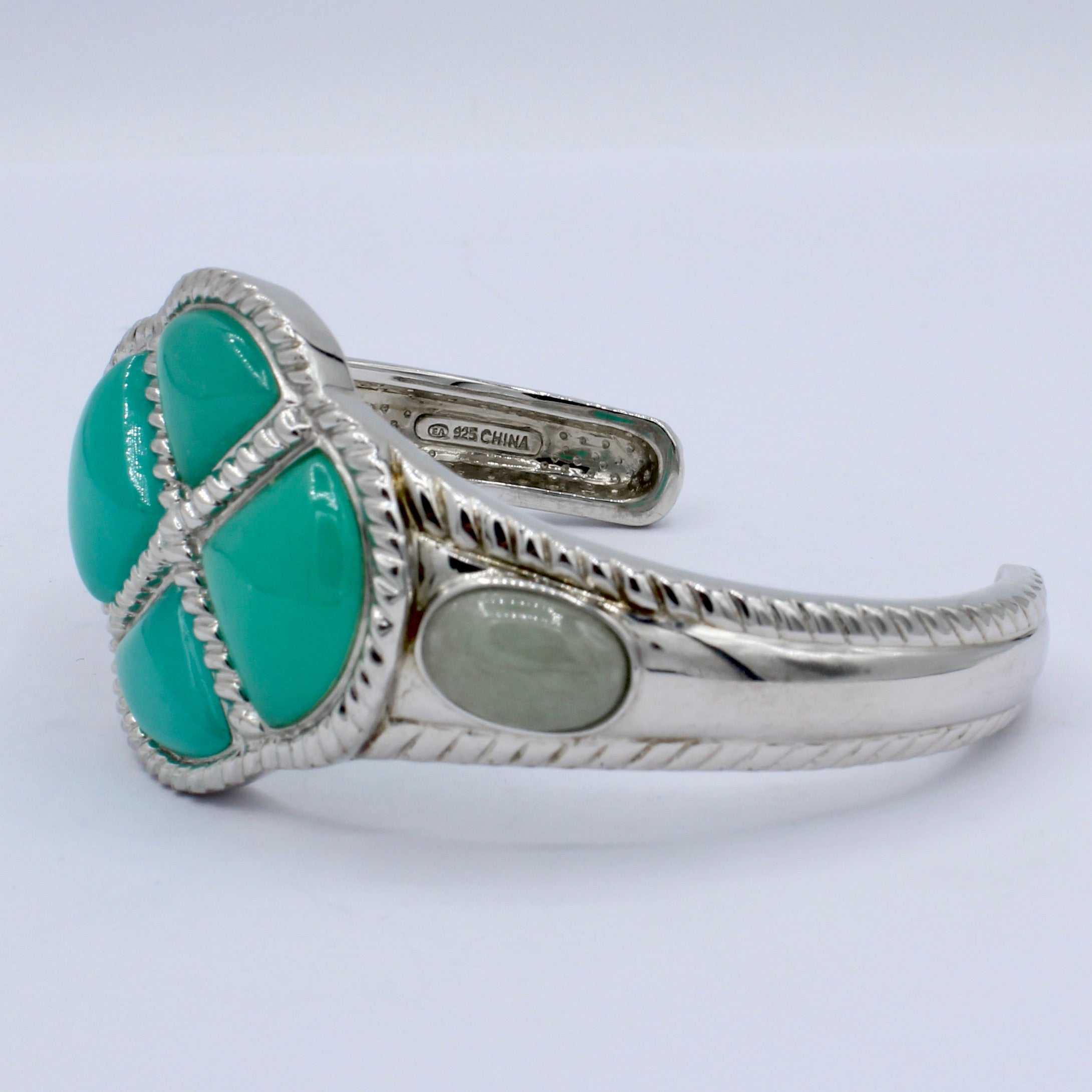 Jade Cuff Bracelet in Sterling Silver