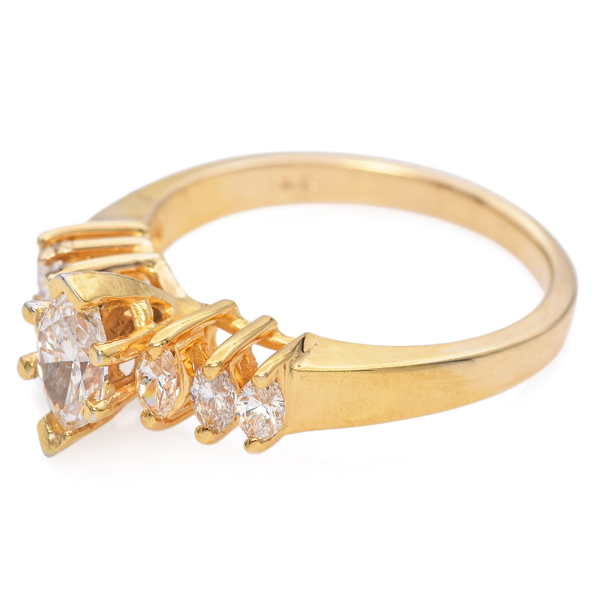 14K Yellow Gold 0.66 TCW Marquise Diamond Engagement Ring