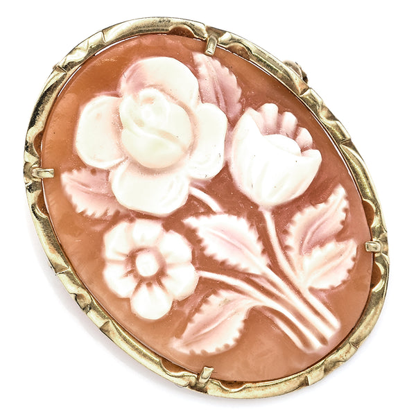 Antique 18K Yellow Gold Cameo Oval Brooch Pin Pendant 5.4 Grams 33.5 x 25.8 mm