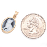 Vintage 14K Yellow Gold Sitting Cat Hardstone Cameo Pendant