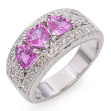 14K White Gold Trillion Cut Pink Sapphire and Diamond Ring