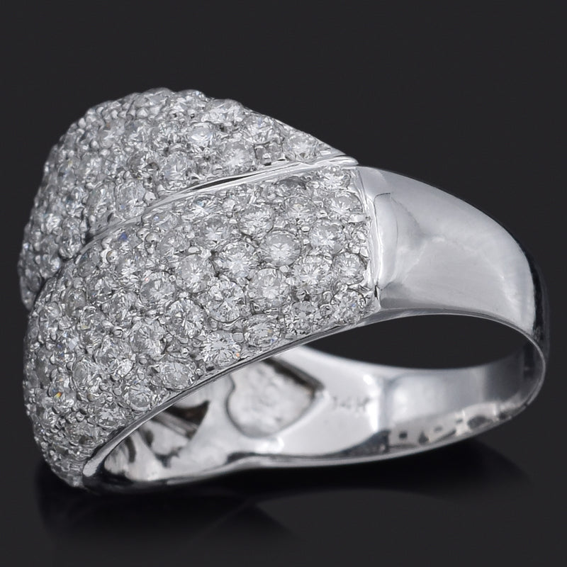 $4,500 UGL Appraised 14K White Gold 3.15 TCW Diamond Cluster Cocktail Ring