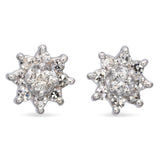 14K White Gold Diamond Halo Stud Earrings