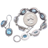 Suarti BA Indonesia Sterling Silver Blue Topaz Necklace & Earrings Set