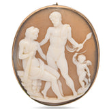 Antique Yellow Gold Cameo Queen Omphale Makes Hercules Slave Brooch