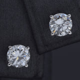 14K White Gold 1.06 TCW Natural Diamond Round Stud Earrings 5.1 mm