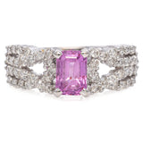 18K White Gold 1.25ct Pink Sapphire and Diamond Ring