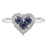 14K White Gold Sapphire and Diamond Heart Ring