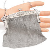 Edwardian Antique L.S. Sterling Silver Chain Mail Mesh Engraved Purse Clutch