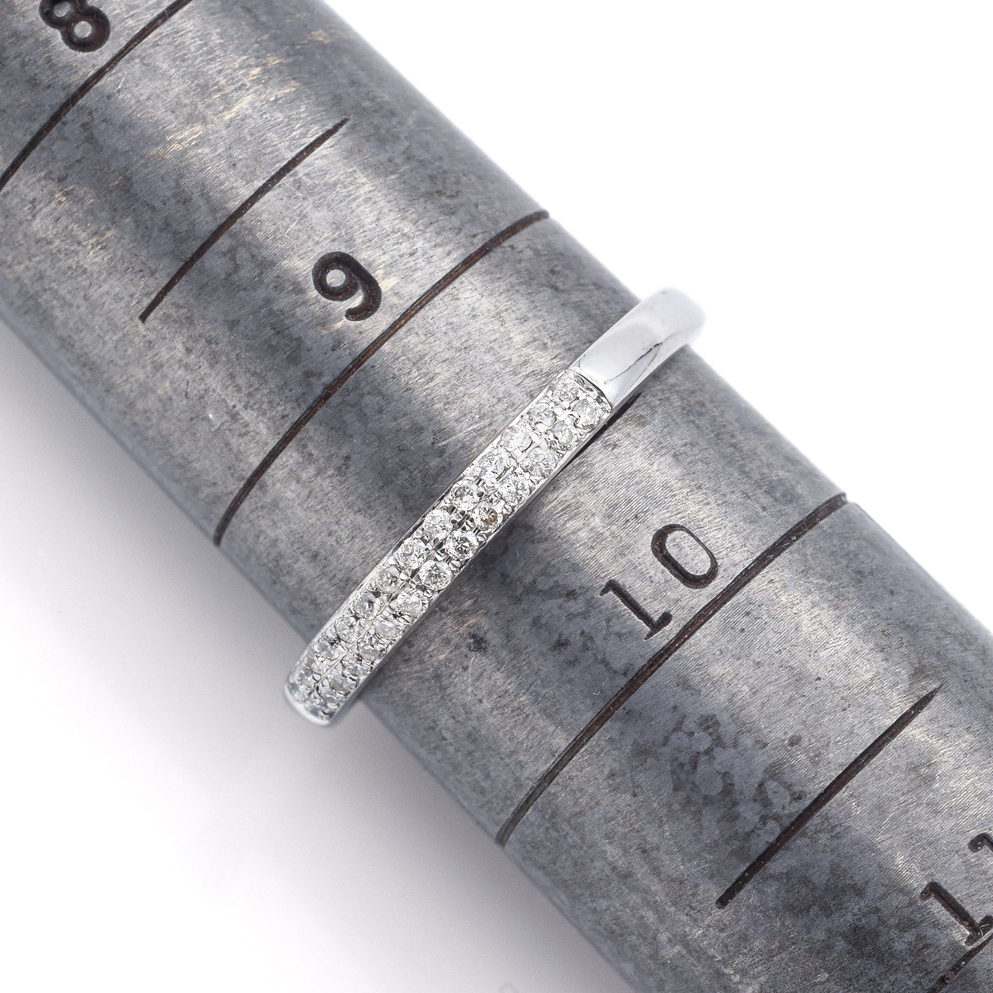 Estate 14K White Gold 0.23 TCW Diamond Two Row Semi-Eternity Band Ring Size 9.5