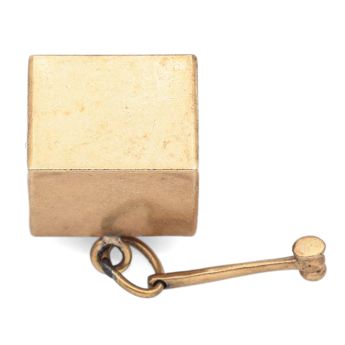 Vintage 14K Yellow Gold Mad Money Cube Charm Pendant