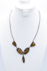 Vintage Sterling Silver Baltic Amber Collar Necklace