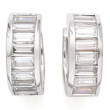 14K White Gold 3.84 TCW Diamond Baguette Huggie Earrings