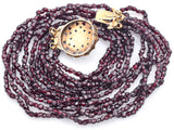 Antique 14K Yellow Gold Garnet Beaded Multi-Strand Necklace