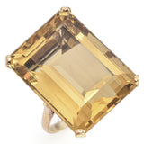 Vintage 14K Yellow Gold 23 Ct Smoky Quartz Cocktail Ring Size 6