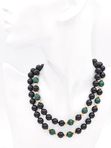 Vintage GF Onyx and Malachite Beaded Strand Necklace