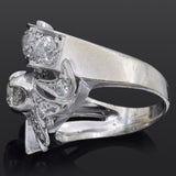 Vintage 14K White Gold 1.08 TCW Old Euro Diamond Ring Size 3.75