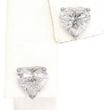 IGI Certified 2.07 TCW Heart Cut Lab Diamond 14K White Gold Stud Earrings D VS1