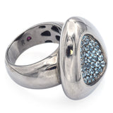 Roberto Coin Capri Plus Ruthenium Plated Sterling Silver Blue Topaz Ring Sz 6.25