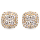 14K Yellow Gold 0.62 TCW Diamond Halo Cluster Stud Earrings