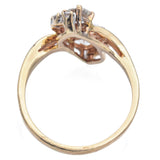 Vintage 14K Yellow Gold 1.32 TCW Diamond Swirl Bypass Ring Size 8.25