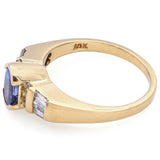 Estate 18K Yellow Gold Tanzanite & 0.39 TCW Diamond Ring Size 6.25