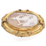 Antique 6K Yellow Gold Cameo Woman Being Abducted Brooch