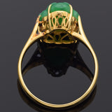 Vintage Green Jade 18K Yellow Gold Carved Buddha Band Ring Size 5.5