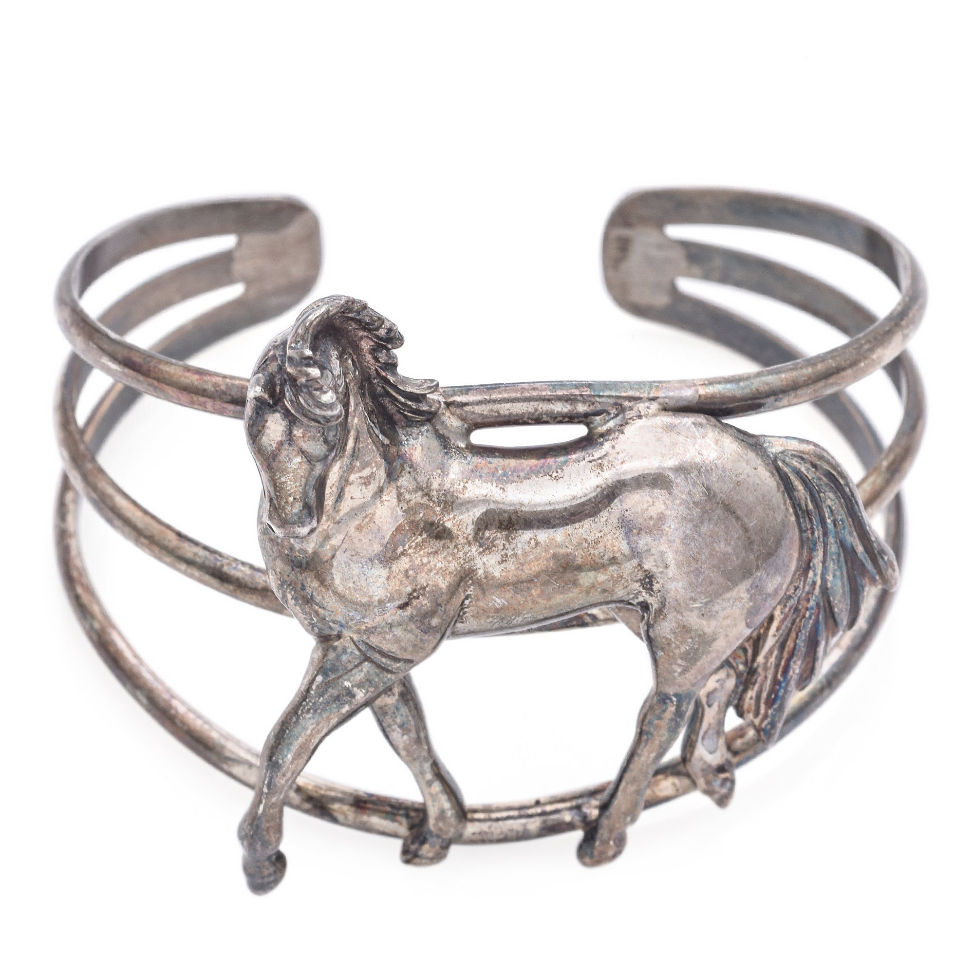 Vintage Carol Felley Sterling Silver Horse Cuff Bracelet