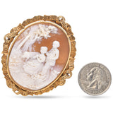 Antique Yellow Gold Cameo Gravesite with Dog Loyalty Brooch