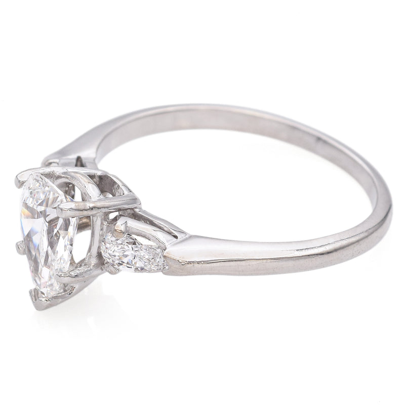 GIA Certified 0.92Ct Pear Cut VS1 Center Diamond Platinum Ring 1.24 TCW