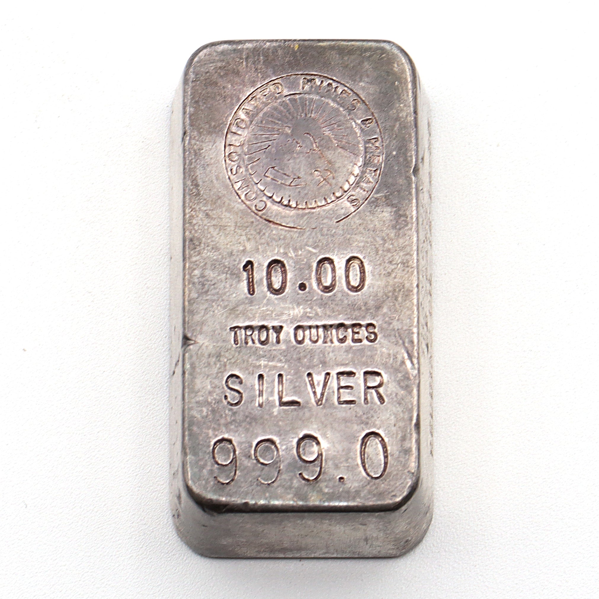 Vintage .999 Silver Bar Consolidated Mines + Metals 10.00 oz - No Serial