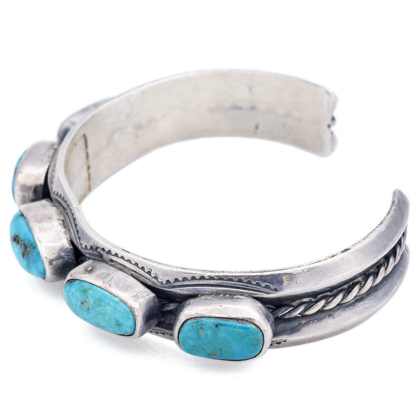 Vintage Turquoise Sterling Silver 12 mm Southwestern Cuff Bracelet