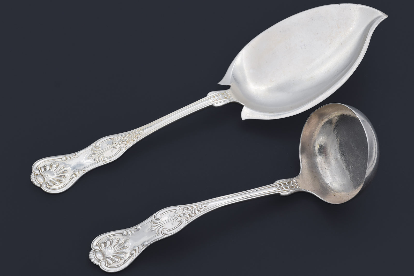 Antique J.E. Caldwell Co. Sterling Silver English King Serving Spoon Blue Ribbon Rarities