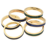 Lot of 6 Hidalgo Estate 18K Yellow Gold Enamel Stackable Band Rings Size 4.75