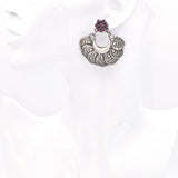 Estate Sterling Silver Ruby Lord Ganesha Traditional Jhumka Earrings